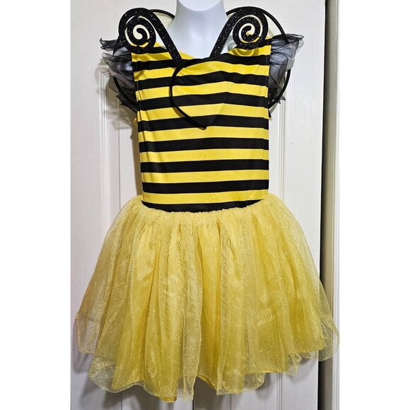 Bumblebee Costume Dress Wings Antennae Headband Buzzy Bee Halloween Girls LG - Picture 1 of 5
